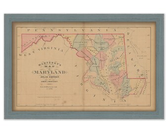 MARYLAND STATE MAP 1866, Replica or Genuine Original