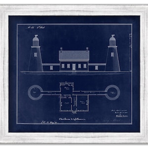 Chatham Lighthouses Blueprint  - Drawing and Plan of the Lighthouse as it was when Lit in 1841