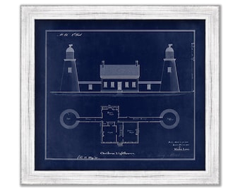 Chatham Lighthouses Blueprint  - Drawing and Plan of the Lighthouse as it was when Lit in 1841