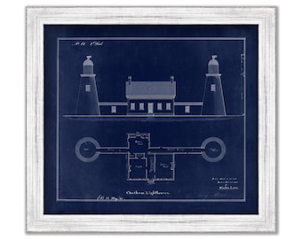 Chatham Lighthouses Blueprint  - Drawing and Plan of the Lighthouse as it was when Lit in 1841