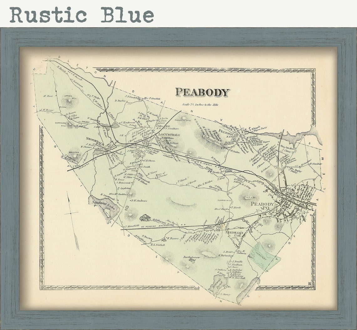PEABODY Massachusetts 1872 Map Replica or Genuine ORIGINAL Etsy