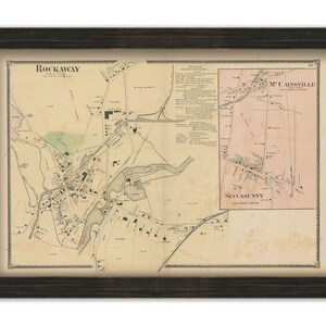 Village of ROCKAWAY, Morris County, New Jersey 1868 - Replica or Genuine Original Map
