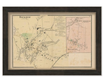 Village of ROCKAWAY, Morris County, New Jersey 1868 - Replica or Genuine Original Map