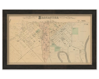 LANCASTER, Pennsylvania 1875 Map - Southern Half - Replica or GENUINE ORIGINAL