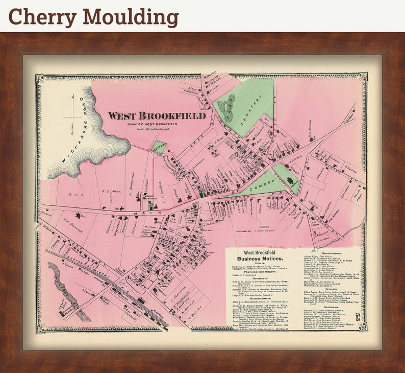 Village of WEST BROOKFIELD Massachusetts 1870 Map Etsy