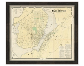 FAIR HAVEN, New Haven, Connecticut, 1868 Map, Replica or Genuine Original