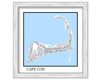 CAPE COD, Massachusetts - Contemporary Map Poster - Many Cape residents see Cape Cod as an Island, beginning and ending at the Canal