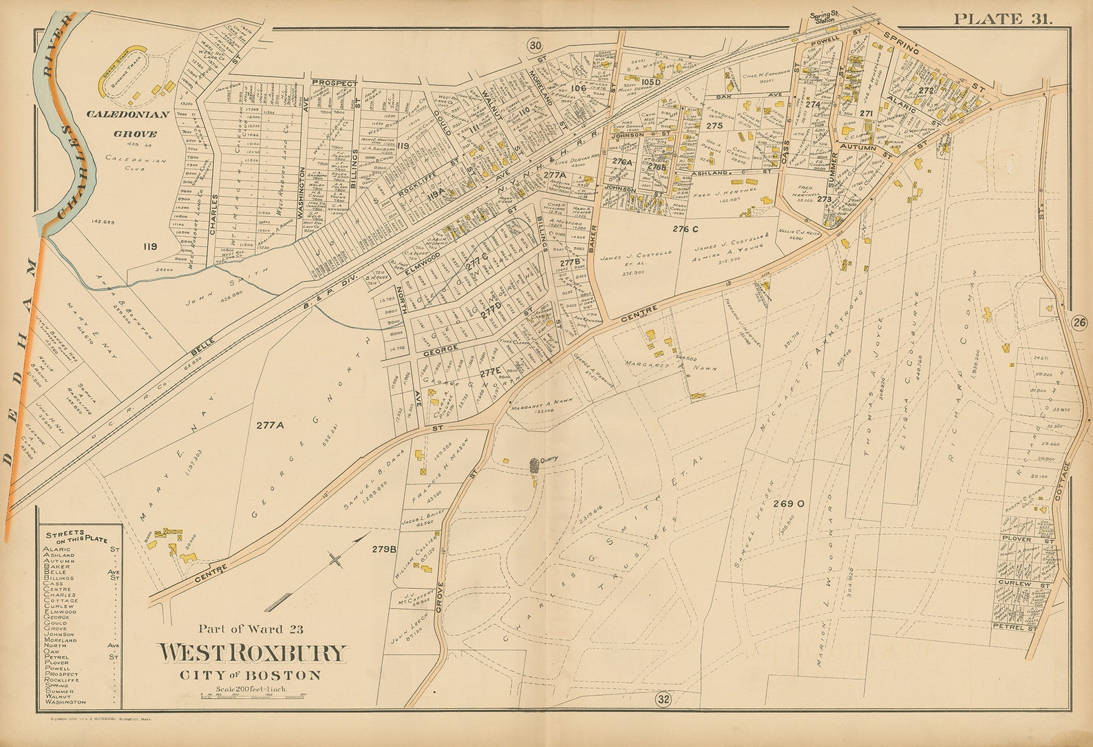WEST ROXBURY Massachusetts 1899 Map Plate 31 Replica or Etsy