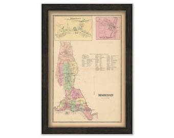 MADISON, Connecticut, 1868 Map, Replica or Genuine Original