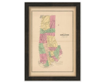 GUILFORD, Connecticut, 1868 Map, Replica or Genuine Original