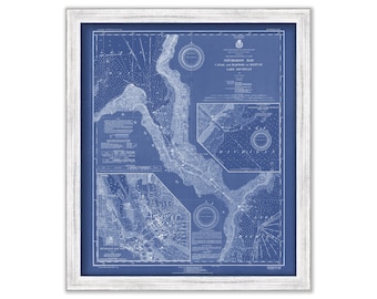 STURGEON BAY - Canal and Harbor Refuge, Wisconsin - 1930 Nautical Chart Blueprint