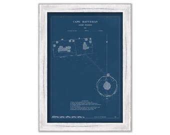 CAPE HATTERAS LIGHTHOUSE, Outer Banks, North Carolina  -  Site Plan Blueprint for the Lighthouse as it was in 1906