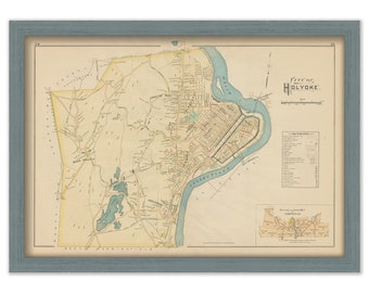 HOLYOKE, Massachusetts 1894 Map  -  Replica or Genuine ORIGINAL