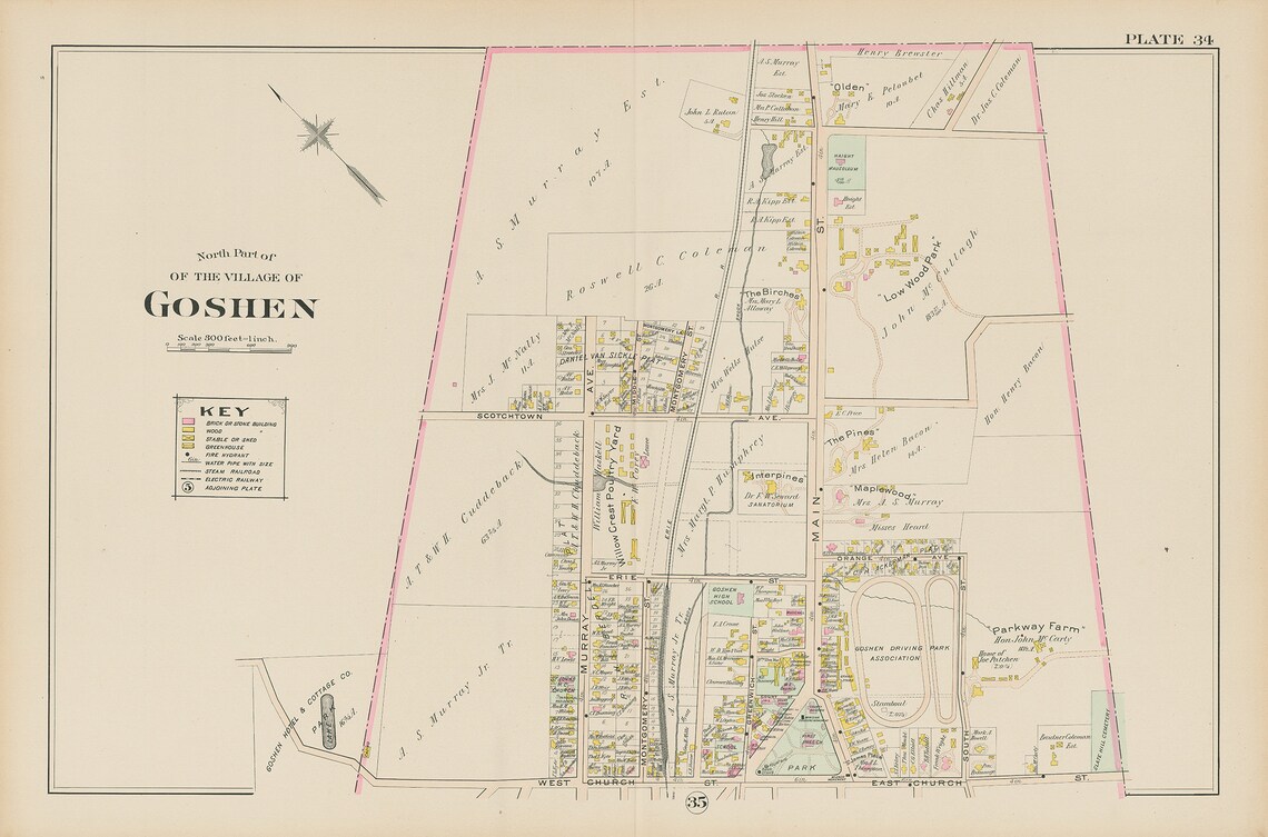 Village of GOSHEN New York 1903 Map Replica or Genuine Etsy