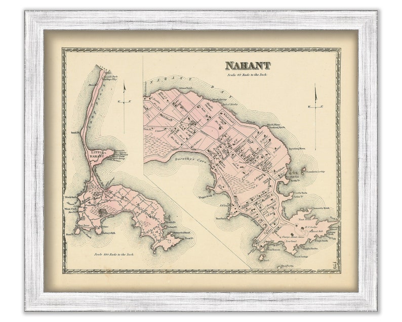 NAHANT Massachusetts 1872 Map Replica or Genuine ORIGINAL Etsy