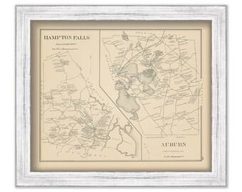 Hampton Falls and Auburn, New Hampshire 1892 Map, Replica or GENUINE ORIGINAL