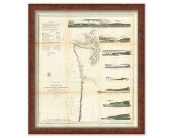 Western Coast of the United States, WASHINGTON and OREGON Nautical Chart 1855- Umpquah River to the Boundary