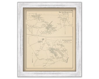 South Hampton and Atkinson, New Hampshire 1892 Map, Replica or GENUINE ORIGINAL