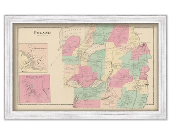 POLAND, Androscoggin County, Maine 1873 Map, Replica or GENUINE Original