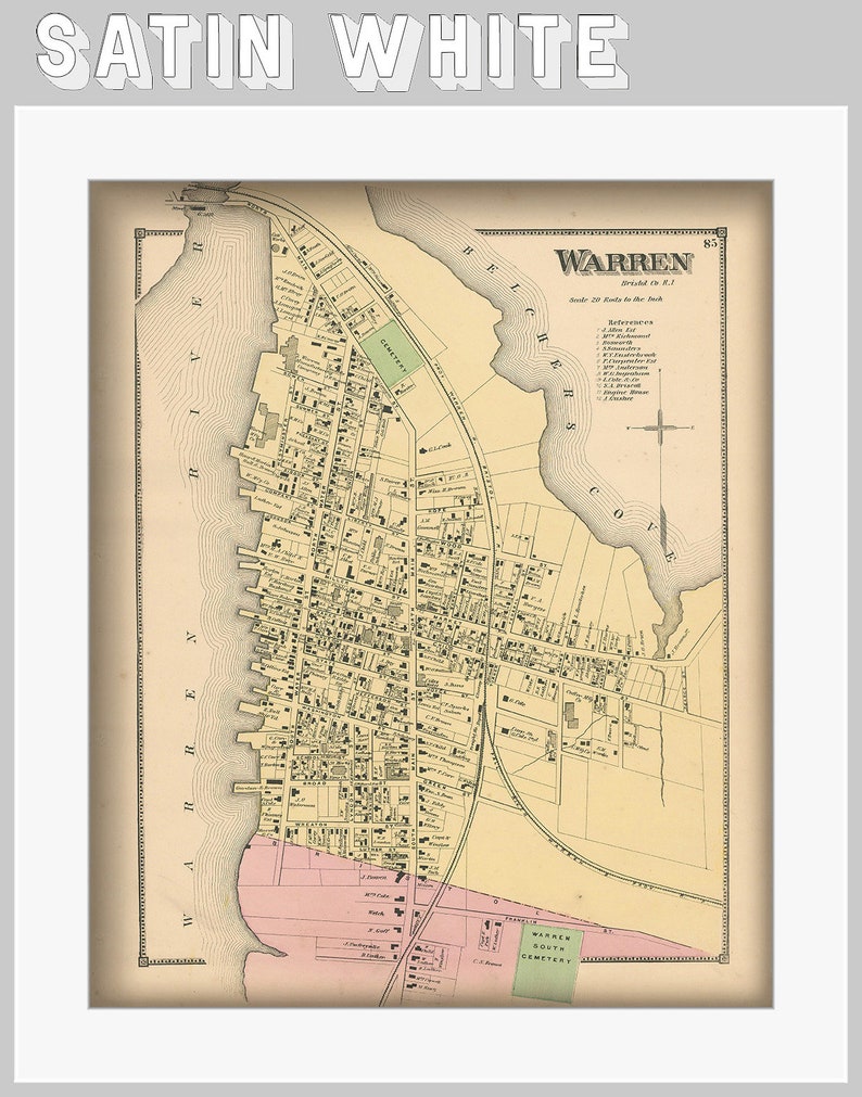 Village of WARREN Rhode Island 1870 Map Etsy