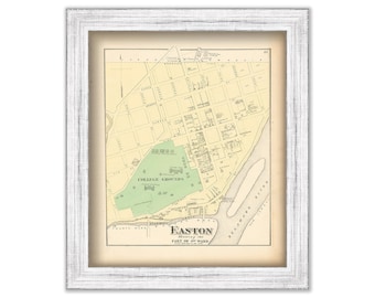 LAFAYETTE COLLEGE, EASTON, Pennsylvania 1872 Map - Replica or Genuine Original