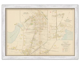 FRAMINGHAM CENTER, Massachusetts 1908 Map - Replica or GENUINE Original