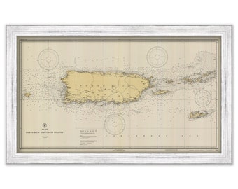 Puerto Rico and VIRGIN ISLANDS  - St Thomas, St Croix, St John, Virgin Gorda, Tortola and Josh Van Dyke -  1931 Nautical Chart