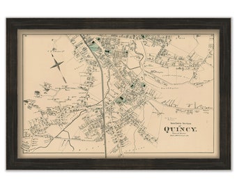QUINCY, Massachusetts 1876 Map - Replica or GENUINE ORIGINAL