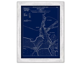 Bridgeport, Connecticut - Blue Print - Nautical Chart by George W. Eldridge 1901