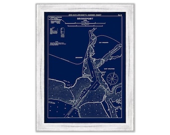 Bridgeport, Connecticut - Blue Print - Nautical Chart by George W. Eldridge 1901