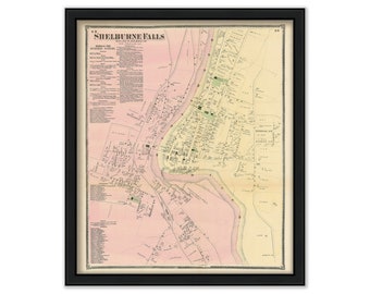 SHELBURNE FALLS, Massachusetts 1871 Map