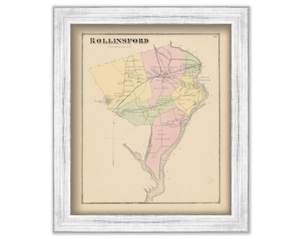ROLLINSFORD, New Hampshire 1871 Map, Replica or GENUINE ORIGINAL
