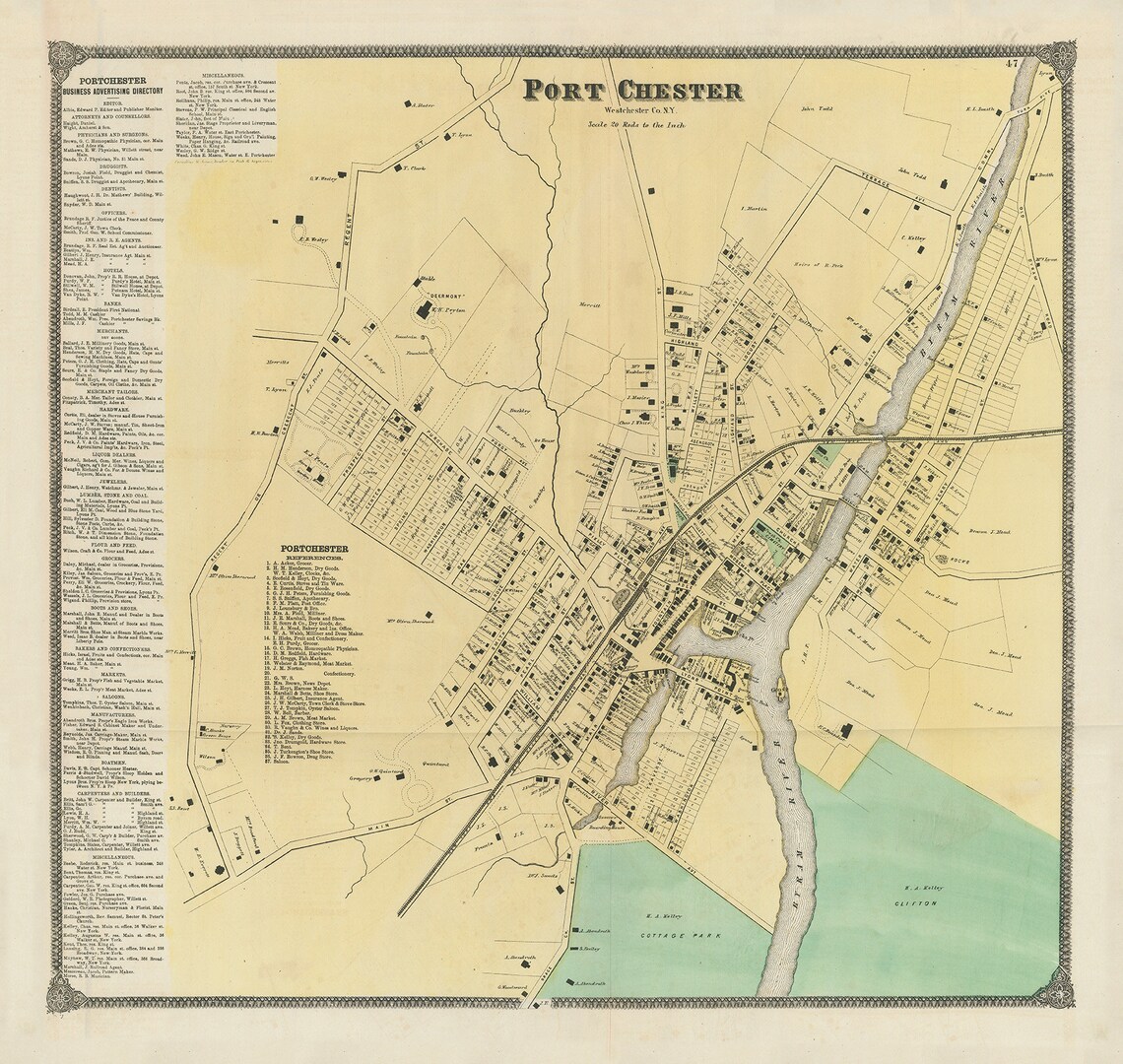 Village of PORT CHESTER New York 1868 Map Etsy