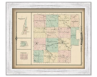 MARQUETTE COUNTY, Wisconsin 1878 Map, Replica or Genuine Original