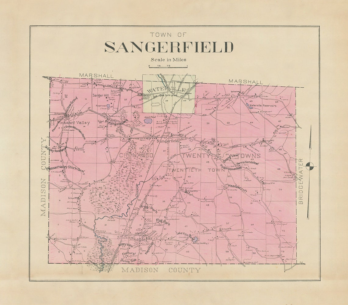 SANGERFIELD New York 1907 Map Etsy