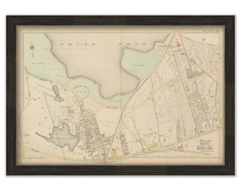 CAMBRIDGE, Massachusetts 1894 Plate 30, Strawberry Hill/Fresh Pond South