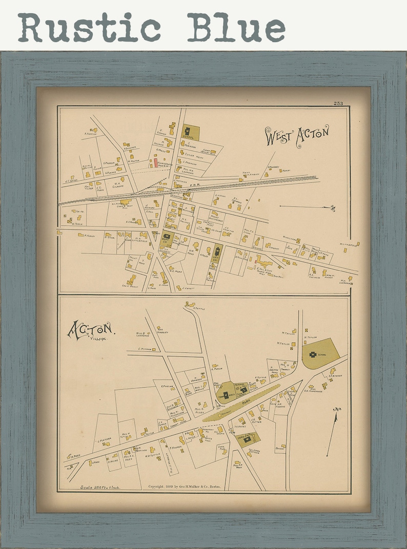 ACTON Massachusetts 1889 Map Replica or Genuine ORIGINAL - Etsy