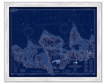 OYSTER and HUNTINGTON BAYS, Long Island, New York - Nautical Chart Blueprint published in 2014