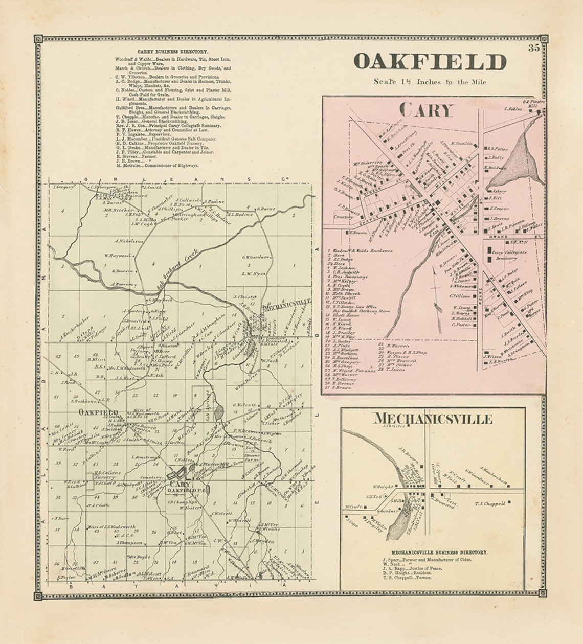 Town and Villages of OAKFIELD Genesee County New York 1866 Etsy
