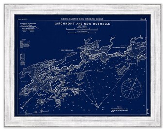 Larchmont, and New Rochelle, New York - Blue Print - Nautical Chart by George W. Eldridge 1901