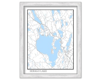 SEBAGO LAKE, Maine -  Contemporary Map Poster