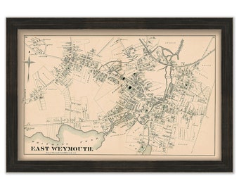 East Weymouth, Massachusetts 1876 Map - Replica or GENUINE ORIGINAL