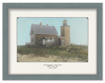 BILLINGSGATE ISLAND LIGHTHOUSE, Wellfleet, Massachusetts  - Colorized Old Photo of the Lighthouse as it was circa 1900