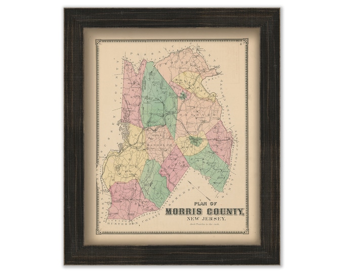 MORRIS COUNTY, New Jersey 1868 - Replica or Genuine Original Map