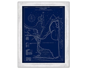 Edgartown Martha's Vineyard - Blue Print - Nautical Chart by George W. Eldridge 1901