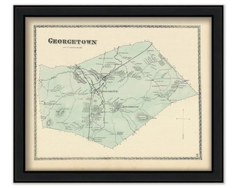 GEORGETOWN, Massachusetts 1872 Map - Replica or Genuine ORIGINAL