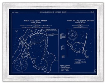 Block Island Harbor - Blue Print - Nautical Chart by George W. Eldridge 1901 - 0271BP