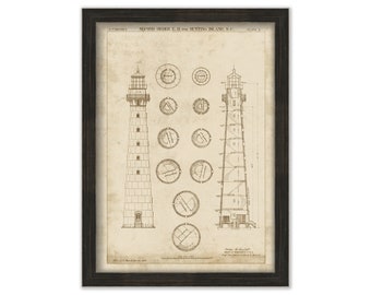 HUNTING ISLAND LIGHTHOUSE, South Carolina  -  Drawing and Plan of the Lighthouse as it was in 1873.