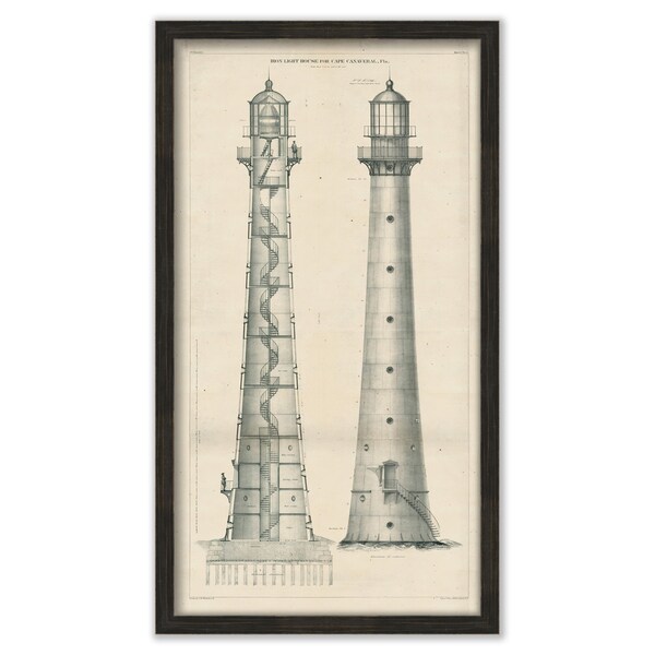 CAPE CANAVERAL LIGHTHOUSE, Florida  - Drawing and Plan of the Lighthouse as it was in 1868.