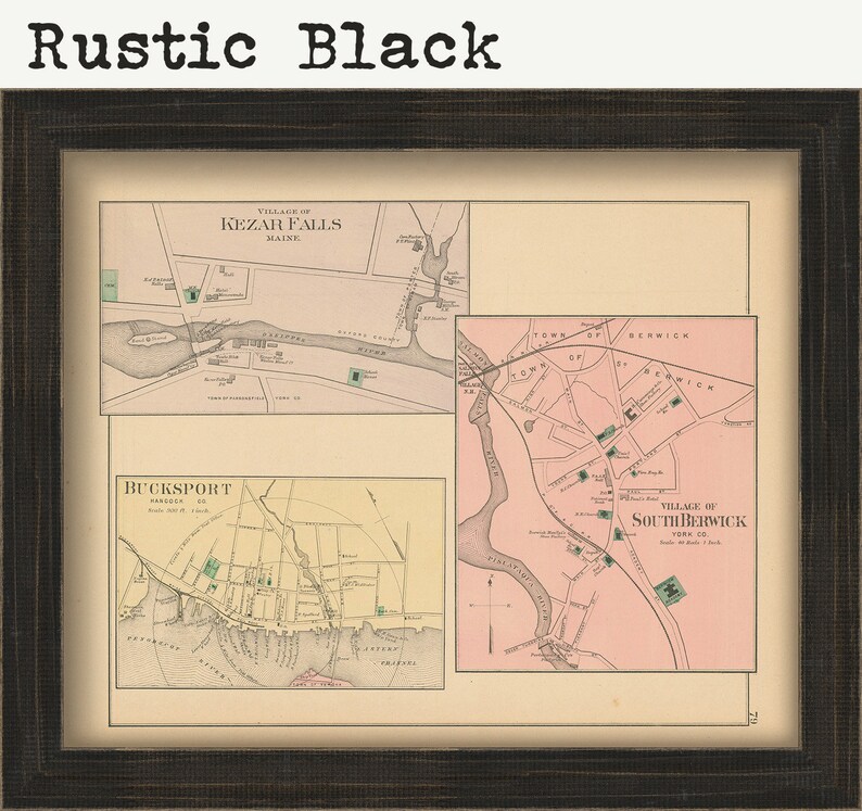 Bucksport South Berwick and Kezar Falls Maine 1890 Map Etsy